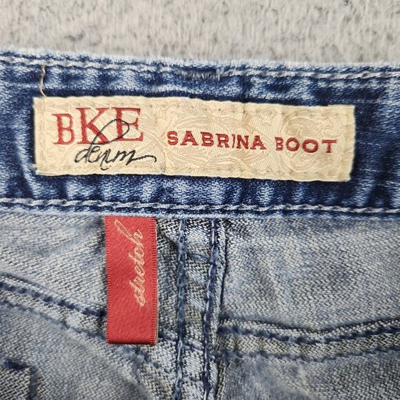 BKE Denim Jeans Womens 29 Blue Sabrina Boot Low Rise Thick Stitch Pocket Stretch - Picture 7 of 11